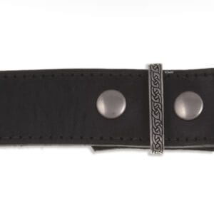 40mm wide black leather belt with keeper