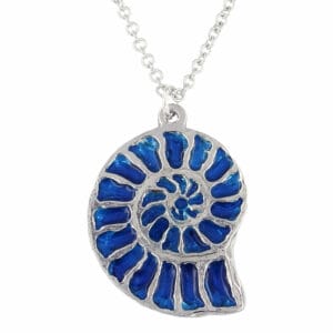 Ammonite pendant in blue
