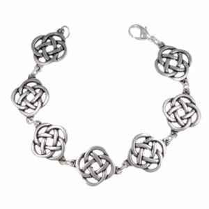 pewter bracelet with linked square knots