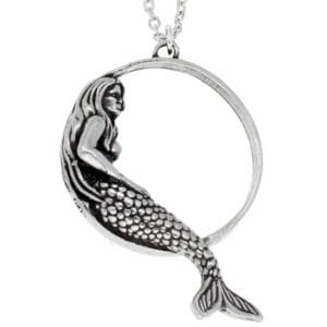 Pewter mermaid in a hoop pendant