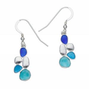 silver pebbles enamelled earrings