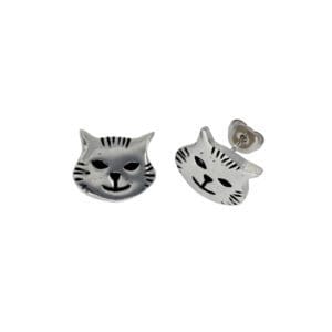 Kitty cat stud earrings pewter