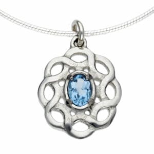 Blue topaz Celtic knot pendant