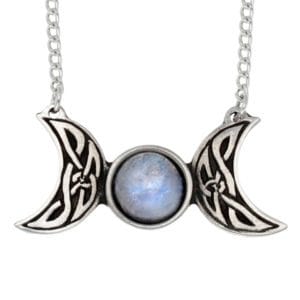 Pewter Celtic triple moon necklace