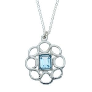 Celtic Knot pendant with Aquamarine crystal