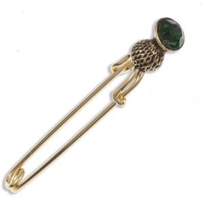 Miracle gold plated thistle kilt pin