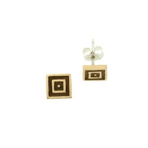 Bronze square stud earrings