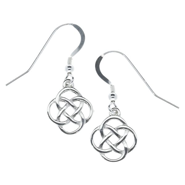 Silver square knot earrings