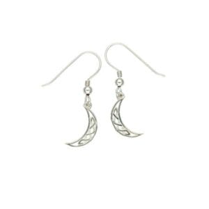 Silver Celtic moon earrings