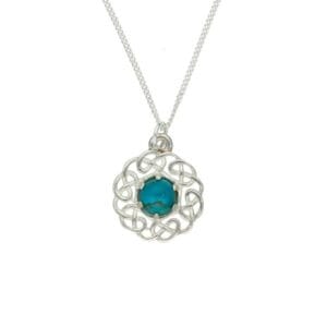 Silver Celtic knot turquoise pendant
