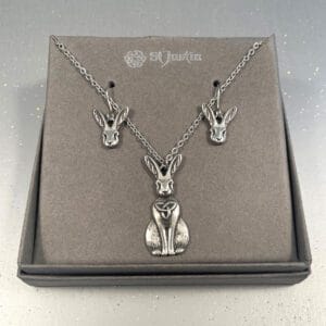 Pewter Celtic hare set -  Celtic design pewter pendant and matching earrings.