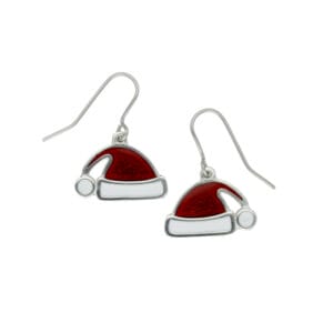 Santa's hat enamelled earrings