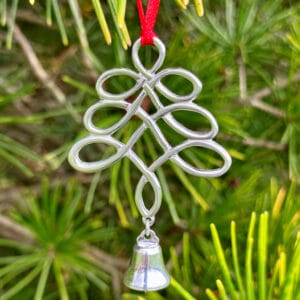 Celtic knot tree with bell Christmas decoration