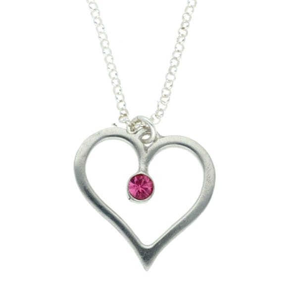 heart pendant with pink crystal
