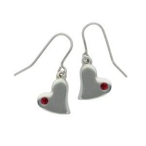 Ruby heart drop earrings