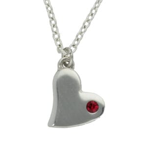 heart with ruby crystal pendant