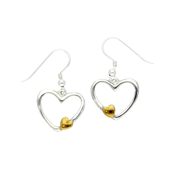 Silver double love earrings