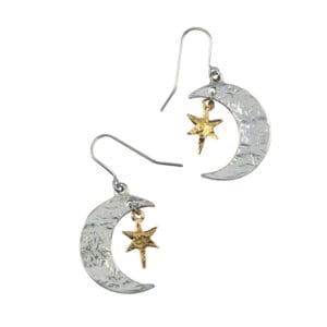 moon and star drop earrings