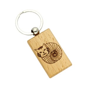Wooden fat cat keyring