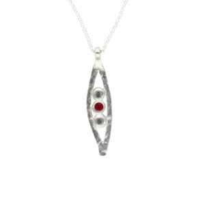 Silver ruby pod pendant