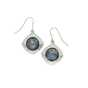 Hammered opalised square drop earrings