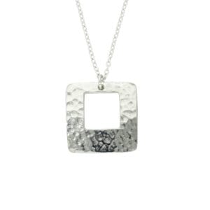 Hammered square pendant