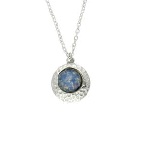 Small Hammered opalised square pendant