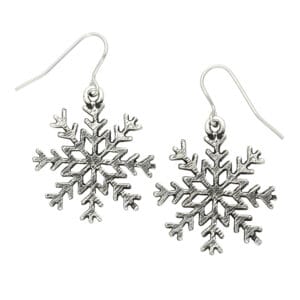 Pewter snowflake drop earrings