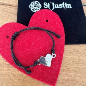 Beaten heart bracelet on adjustable cord